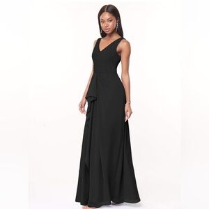 AZAZIE Julianna A-Line Chiffon Floor-Length Dress black